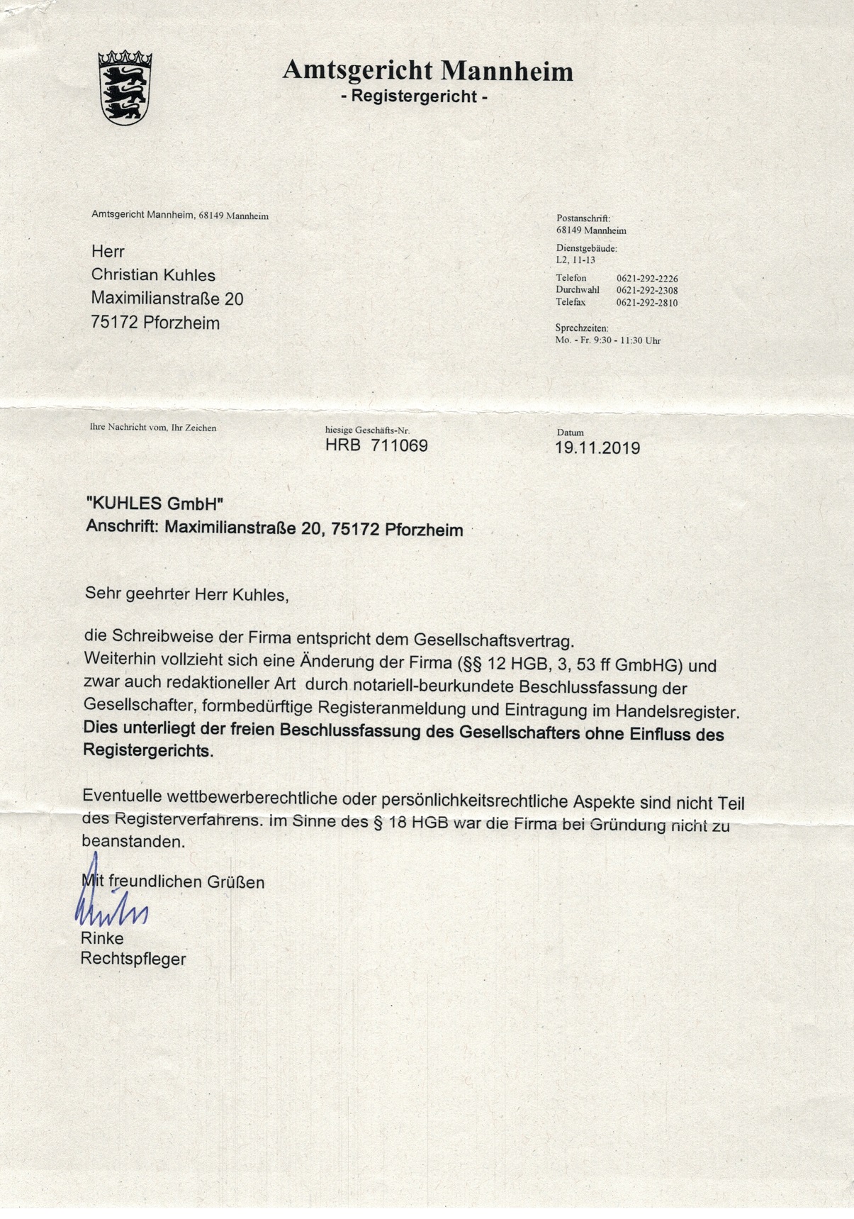 Schreiben_AG Mannheim